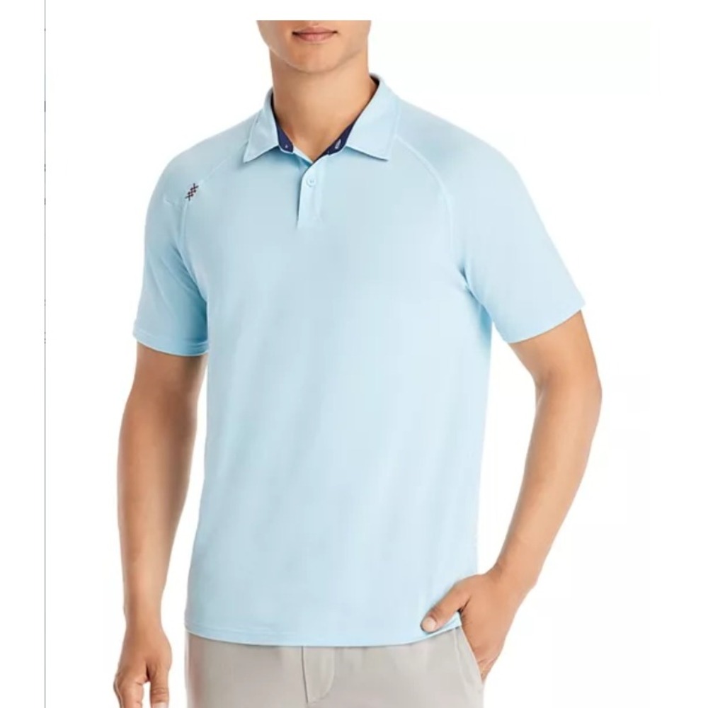 Rhone Delta Pique Polo Short Sleeve Performance Golf Shirt Light Blue XXL
